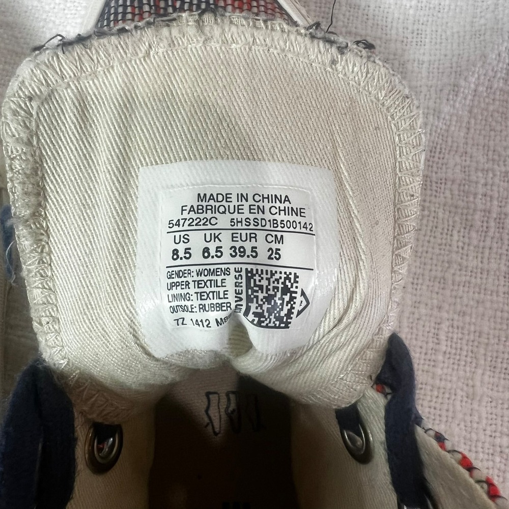 Converse Shoes Women Size 8.5 Hi Top Multi Panel Sneaker Red White Blue Gradient - Picture 6 of 6